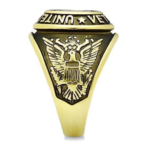 Unique men's gold stainless steel ring featuring detailed eagle emblem and 'United' inscription