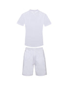 Generation XYZ mens heavyweight jersey short set in plain white with short sleeves and drawstring shorts