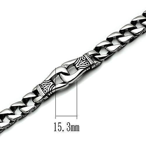 Men's high polished bracelet featuring a durable design with intricate link patterns and 15.3mm width