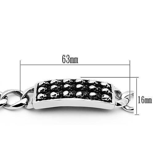 Men's high polished bracelet featuring a textured design with black accents and a sleek clasp