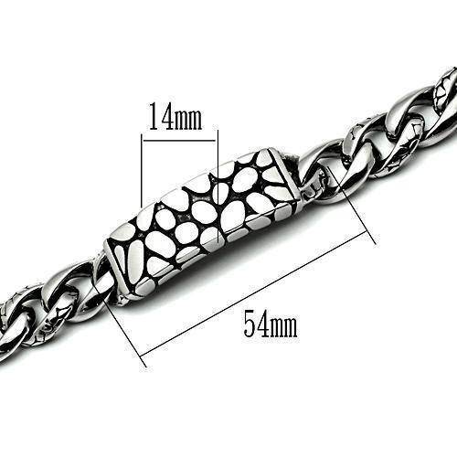 VacationGrabs men's high polished bracelet with unique design and secure clasp, measuring 54mm by 14mm