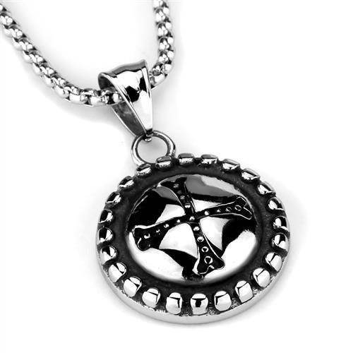 Men's high polished necklace with a unique cross pendant and durable chain for stylish everyday wear