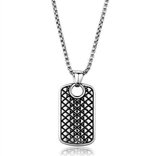 Men's high polished necklace with a stylish dog tag design and a sleek chain