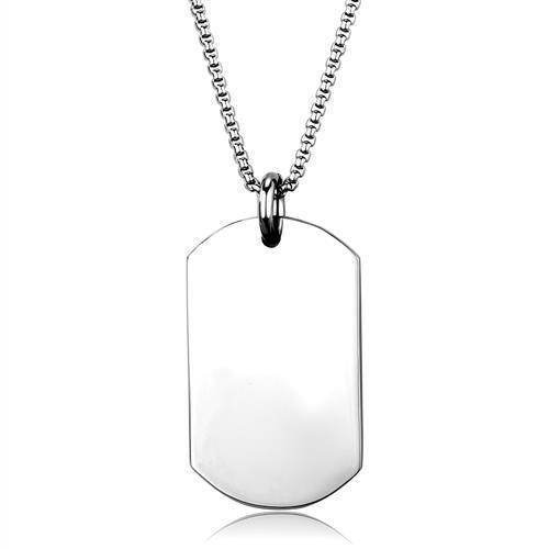 Men's high polished necklace with a sleek dog tag design on a classic chain