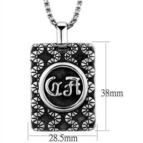 Men's high polished necklace with a rectangular pendant and decorative design for stylish wear