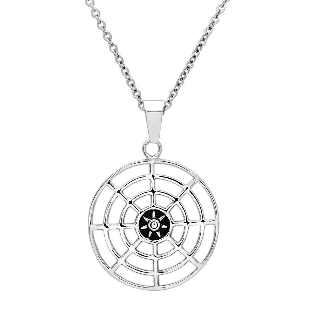 Men's high polished necklace featuring a stylish compass design on a sleek silver chain