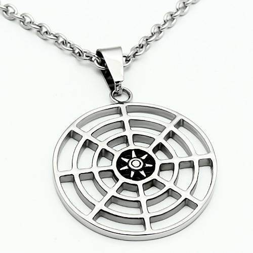 Men's high polished necklace featuring a unique web design pendant crafted from stainless steel