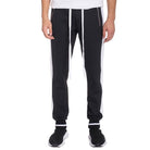 WEIV black and white mens jogger sweatpants with drawstring waist and tapered fit