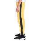 WEIV mens jogger sweatpants in yellow with black side stripe and white drawstring