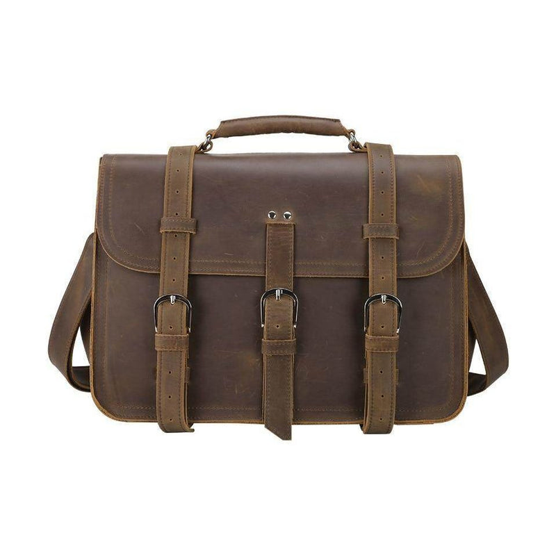 Mens Large Leather Messenger Bag Multifunctional Weekender - VacationGrabs