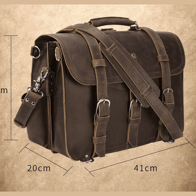 Mens Large Leather Messenger Bag Multifunctional Weekender - VacationGrabs