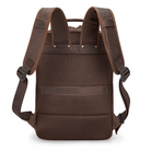 Brown mens leather backpack with padded back and adjustable straps for comfort