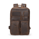 VacationGrabs mens leather backpack with multiple front pockets and adjustable straps for versatile use
