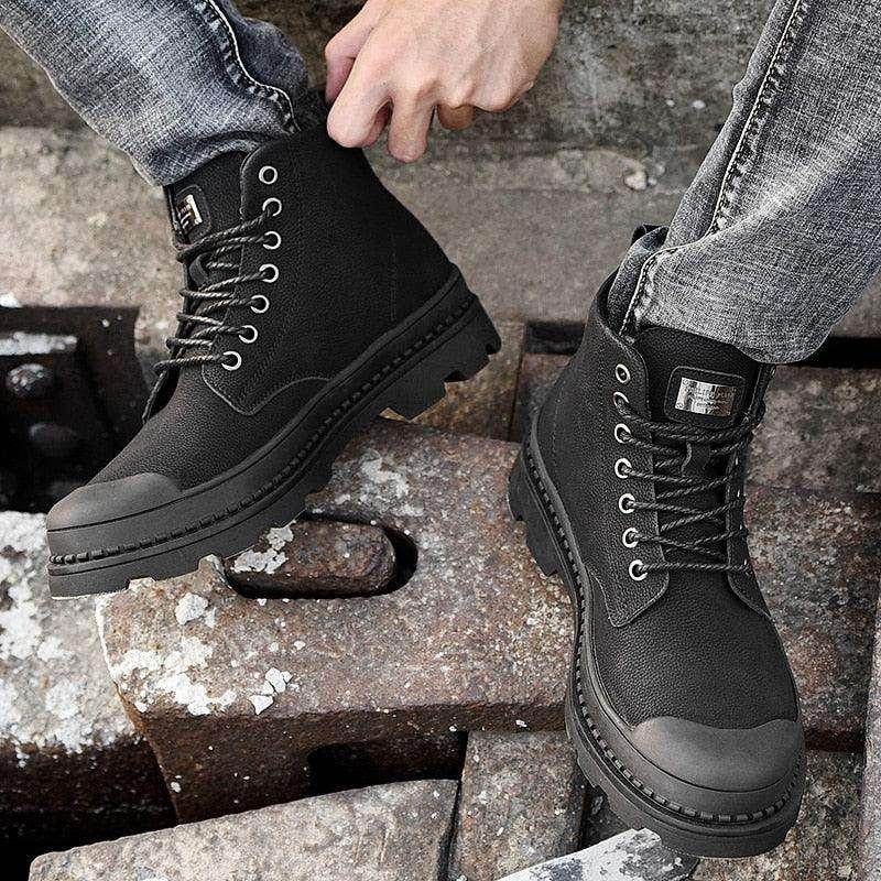 Men's leather walking boots from VacationGrabs with durable soles and stylish design