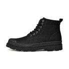 Men's leather walking boots in black with rugged sole for outdoor adventures and comfort