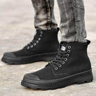 Stylish men's leather walking boots in black with durable design for comfortable everyday wear