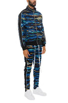Mens Print Full Zip Track Suit Set - VacationGrabs