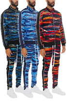 Mens Print Full Zip Track Suit Set - VacationGrabs