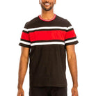 Men's Shirts - Tee's Mens Red Chest Tri Color Block T-shirt