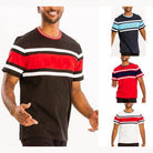 Mens Red Chest Tri Color Block T-shirt - VacationGrabs