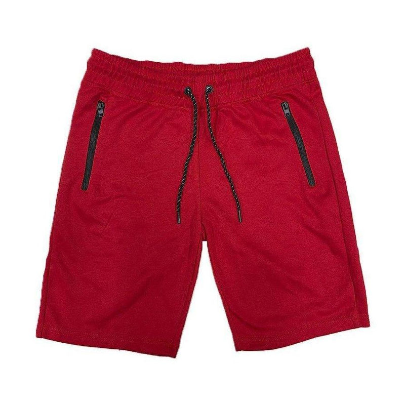 Men's red cotton shorts from VacationGrabs with two zippered side pockets for convenience