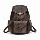 Mens retro rucksack by VacationGrabs featuring a vintage leather design with multiple pockets