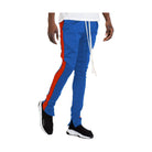 Men's royal blue joggers with red side stripes and comfortable fit for casual wear