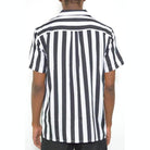 Mens Short Sleeve Striped Button Down Print Shirt - VacationGrabs