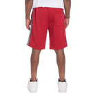 WEIV mens side tape checkered shorts in red with back pocket and black white checkered side stripe
