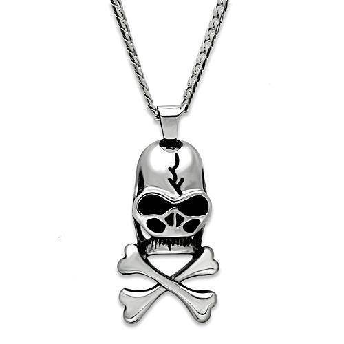 VacationGrabs men's skull pendant necklace with silver-tone finish and crossbones design