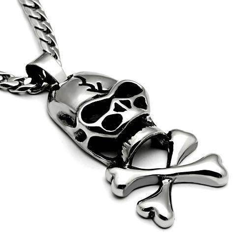VacationGrabs men's skull pendant necklace with detailed skull and crossbones design