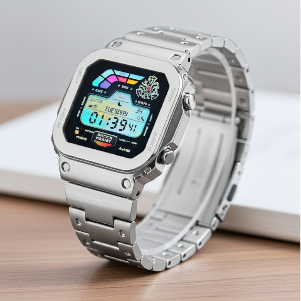 Dapr men's smart watch with GPS featuring a sleek silver design and digital display