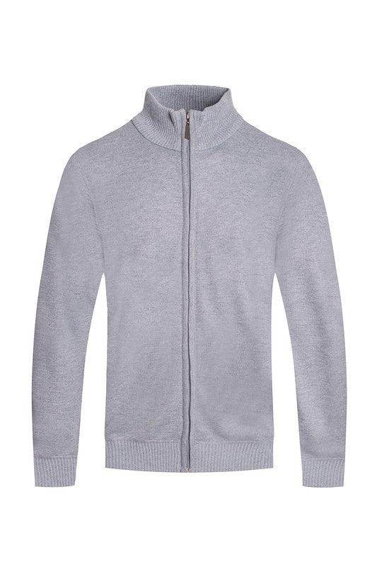 Mens Solid Full Zipper Sweater - VacationGrabs
