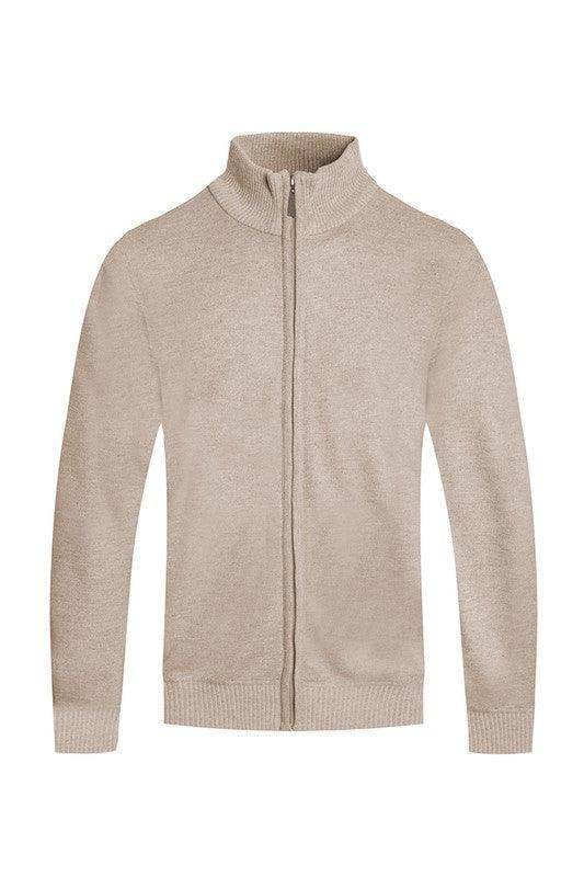Mens Solid Full Zipper Sweater - VacationGrabs