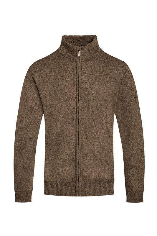 Mens Solid Full Zipper Sweater - VacationGrabs
