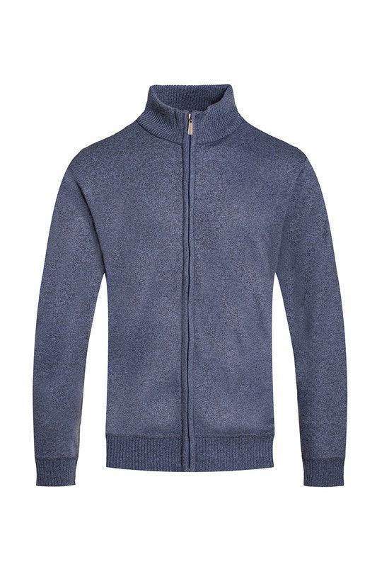 Mens Solid Full Zipper Sweater - VacationGrabs