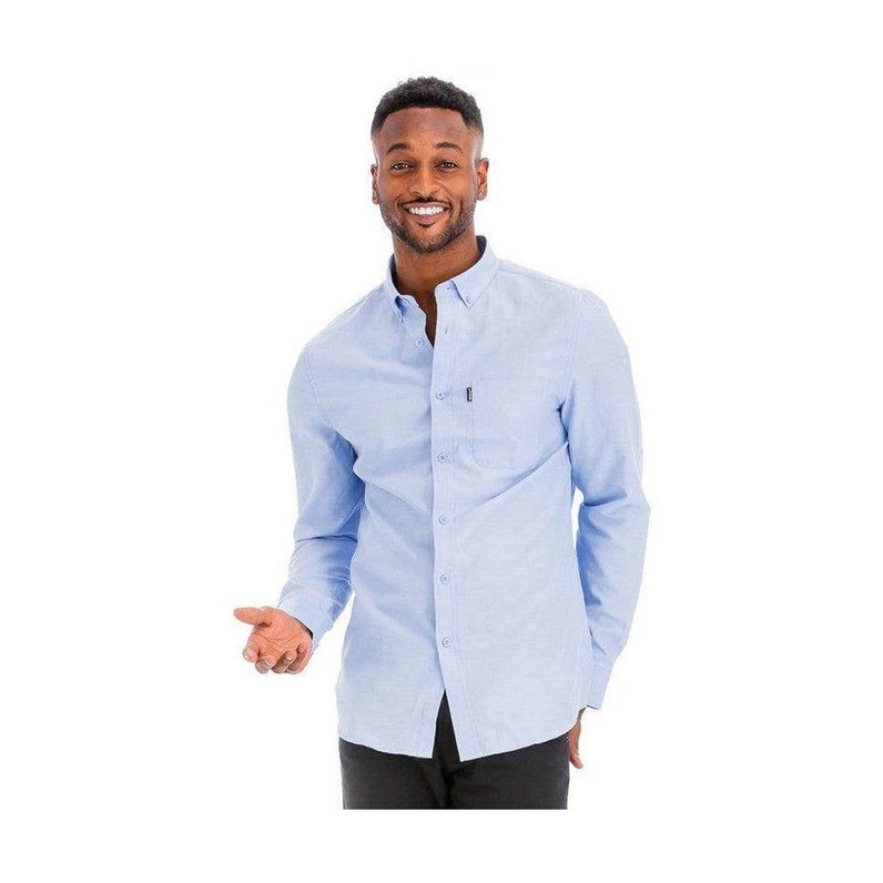Mens Solid Long Sleeve Button Down - VacationGrabs