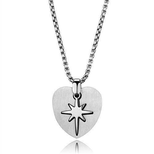 Men's stainless steel necklace with a heart pendant and star design for stylish accessory choices