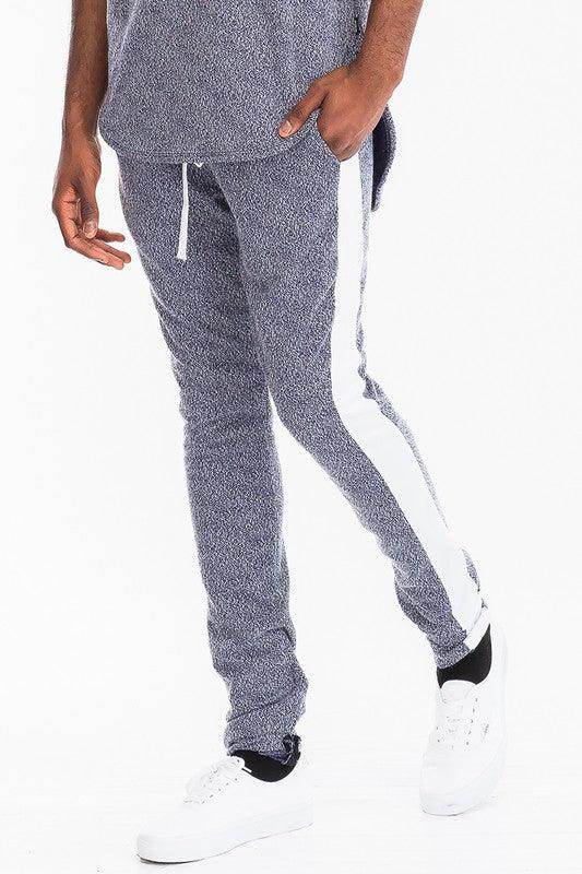 Mens Static Print Single Stripe Track Pants - VacationGrabs