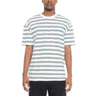 WEIV mens striped round neck t-shirt in white with green stripes for casual wear