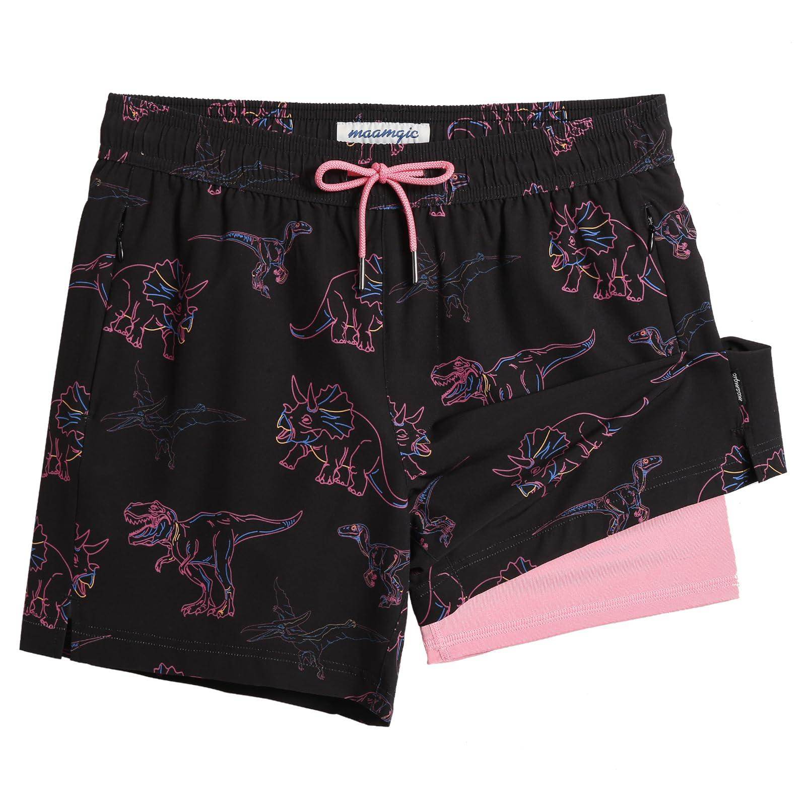 Mens Swim Trunks Compression Liner Quick Dry Zipper Pockets - VacationGrabs