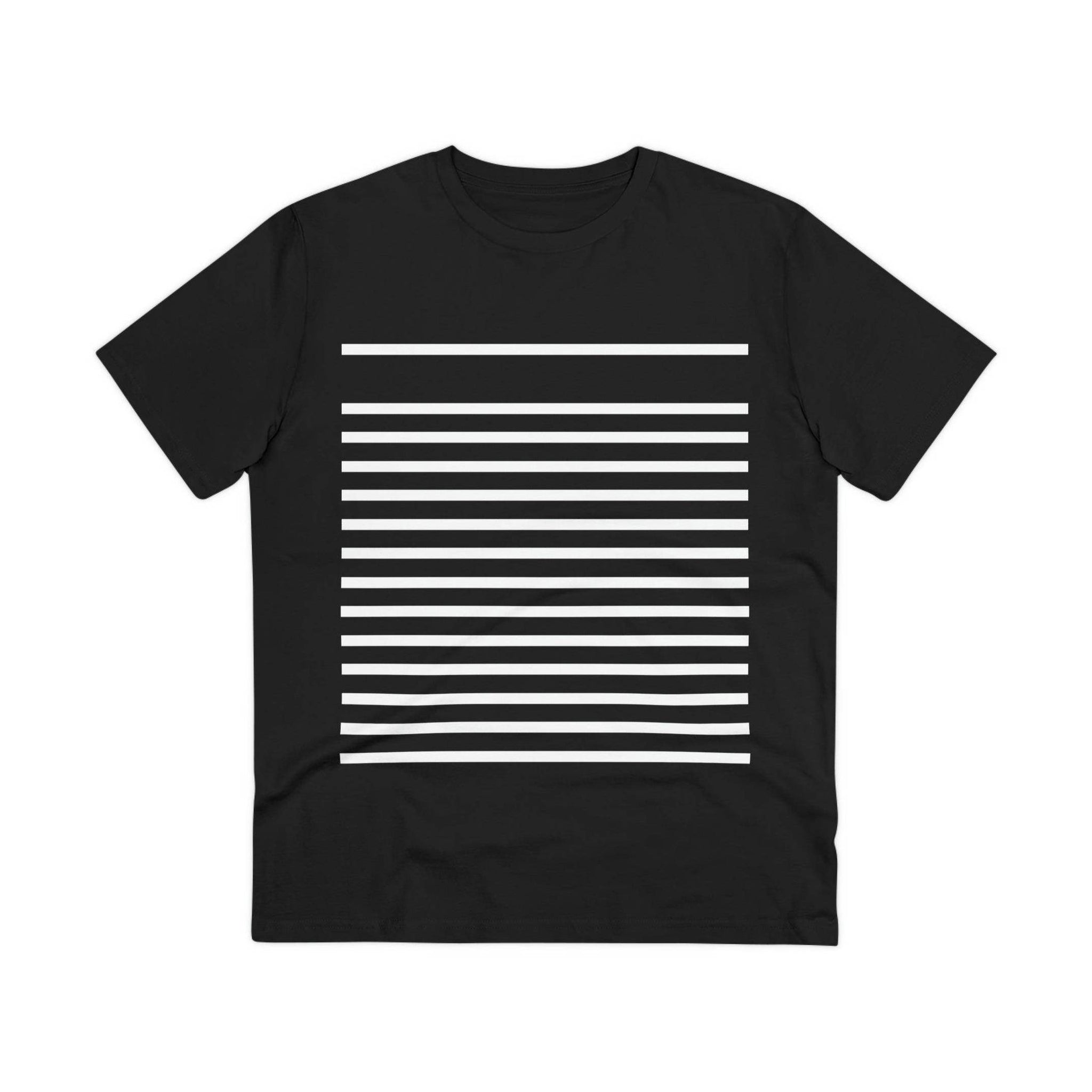 Mens T-Shirt Horizontal White Lines Black Crew Neck Tank - VacationGrabs