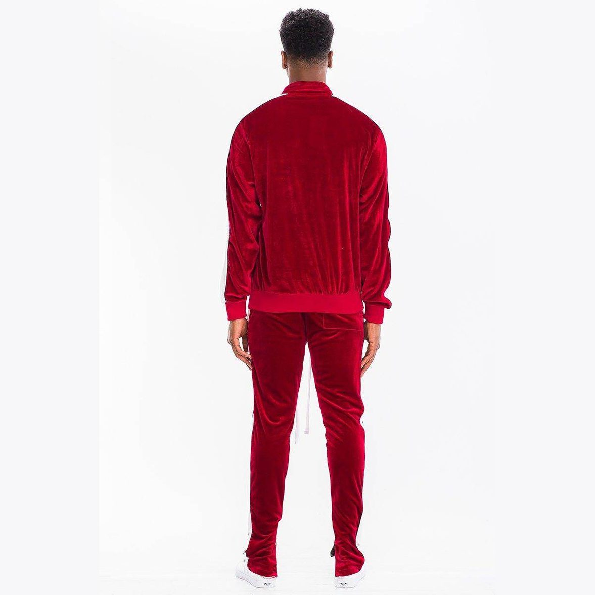 Men's Velour Track Set in Red by VacationGrabs with Comfortable Fit and Stylish Design