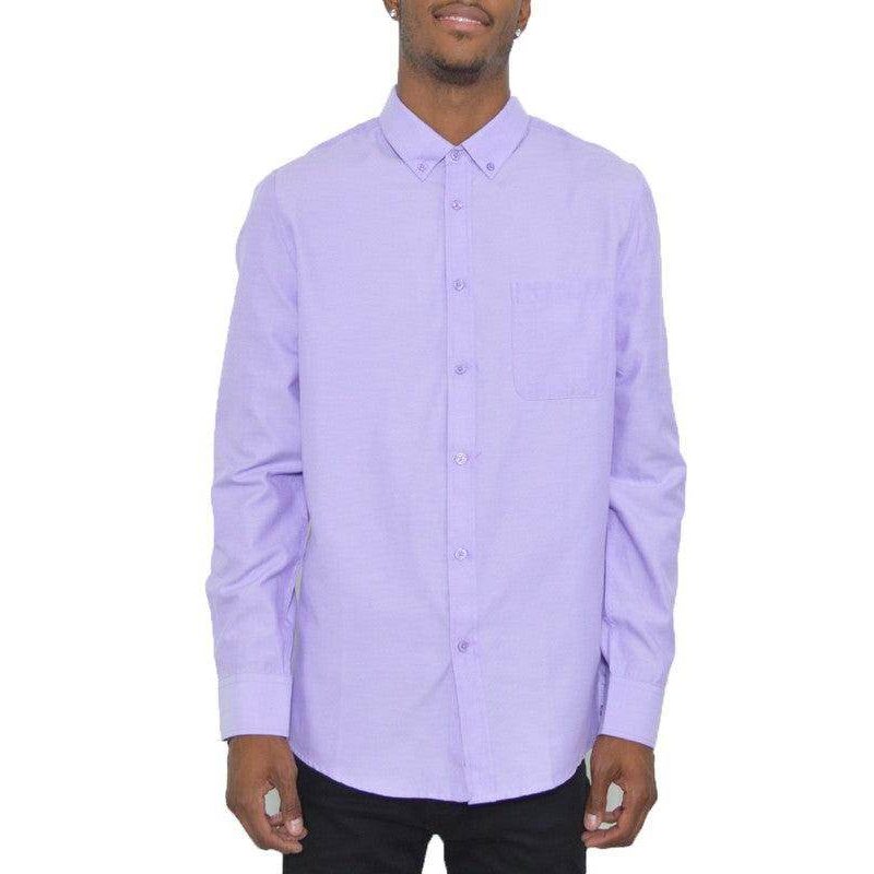 Lavender Long Sleeve Menswear Fashion Shirt from WEIV with a classic collar and button-up front