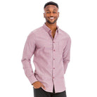 WEIV Burgundy Long Sleeve Menswear Fashion Shirt with Button-Down Collar and Chest Pocket