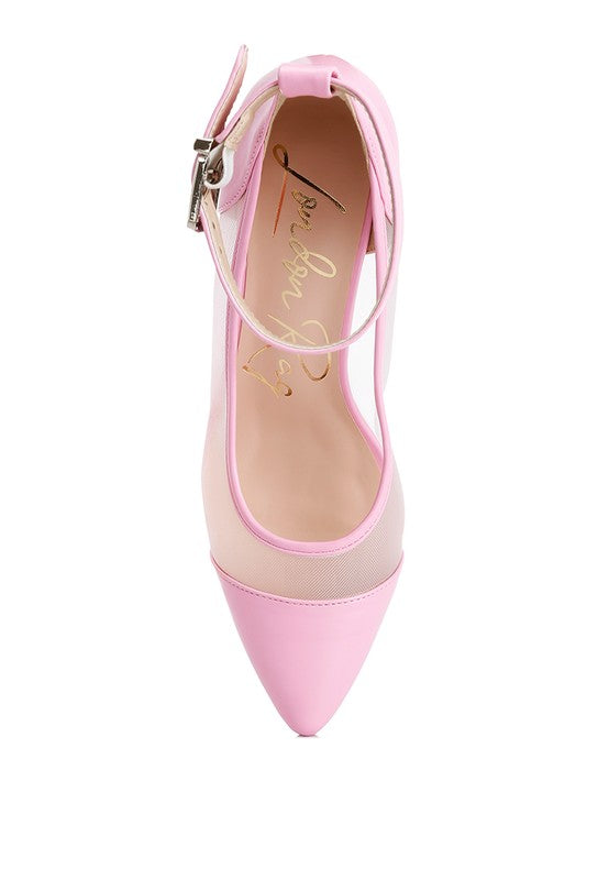 Pink mesh pump sandals for women, ideal for elegant occasions