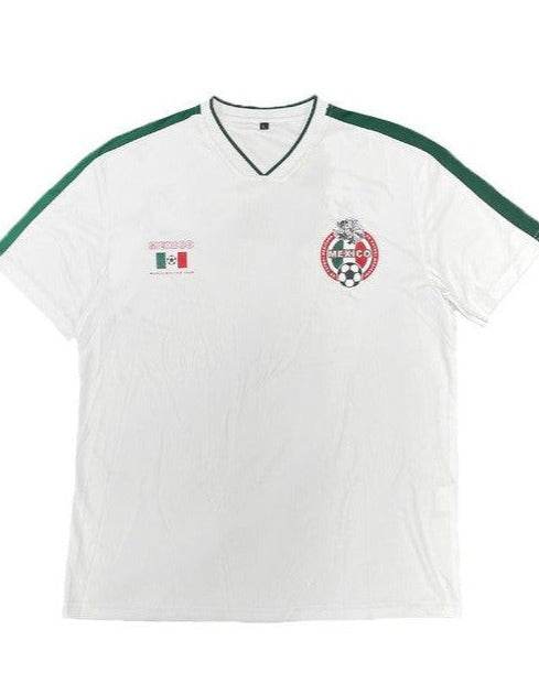 WEIV Men's World Cup Mexico team shirt in white with green accents and crest