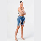 LITZ LA mid rise denim shorts with distressed detailing for a trendy summer look