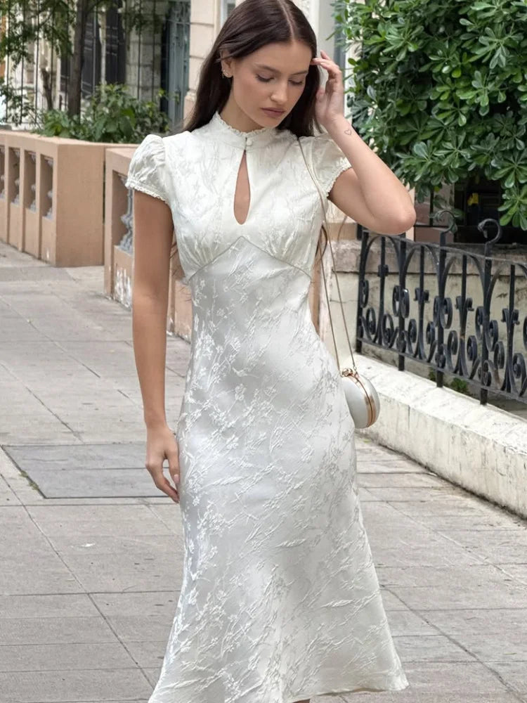 Vacation Dresses for Women – Satin Midi Dress – VacationGrabs