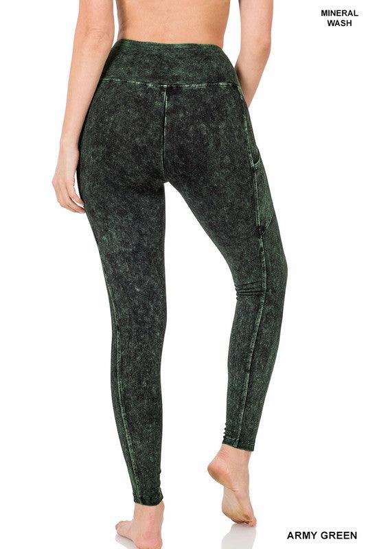 Mineral Wash Wide Waistband Full-Length Leggings – VacationGrabs